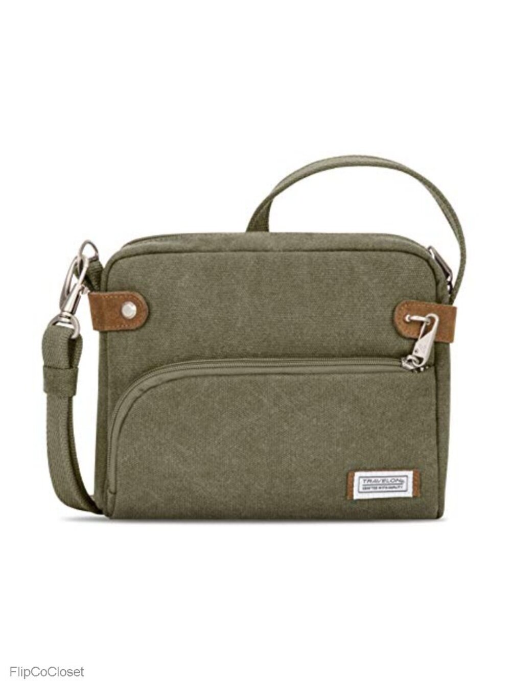 Anti-Theft Small Crossbody Bag Cotton Canvas Suede Trim RFID Travel